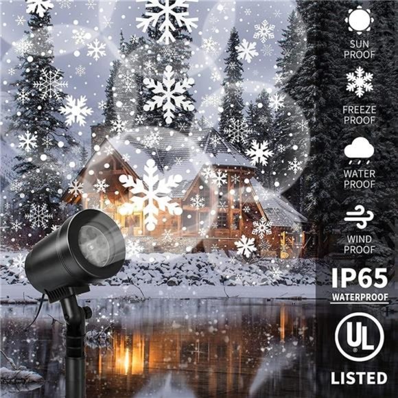 Christmas Projector Lights Outdoor, Waterproof LED Snowflake Lights - Picture 2 of 6